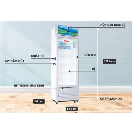 Kích thước Tủ mát Sanaky Inverter 200 lít VH-258K3L