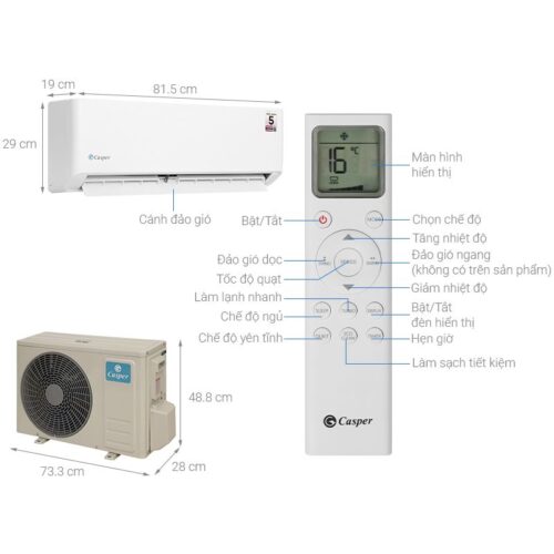 Kích thước Máy lạnh Casper 1 HP SC-09FB36A