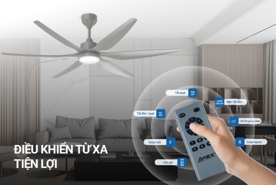 Quạt trần phòng khách 6 quat tran Tich hop cong nghe hien dai