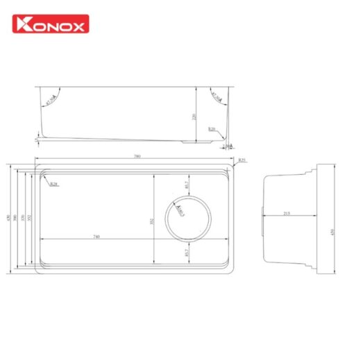 Chậu rửa bát inox 1 hố Konox TARI 780SM - Ảnh 3