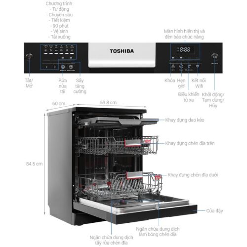 Máy rửa chén Toshiba OriginClean™ DW-15F9(B)-VN - Ảnh 4