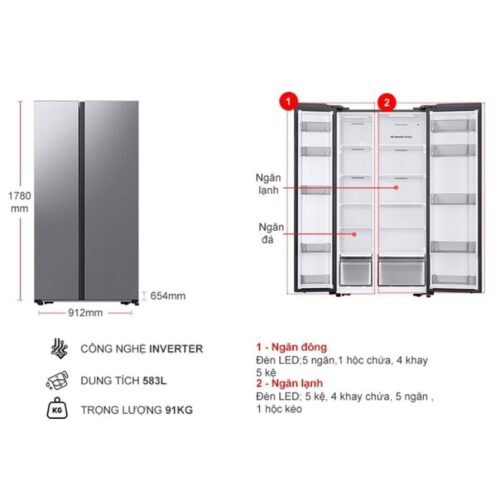Tủ lạnh 2 cánh side by side Inverter 583 Lít Samsung RS57DG400EM9SV - Ảnh 4