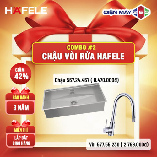 COMBO 2: Chậu rửa bát HS24-SSN1S-7644 Hafele 567.24.467 + Vòi rửa HT21-CH1P287 Hafele 577.55.230