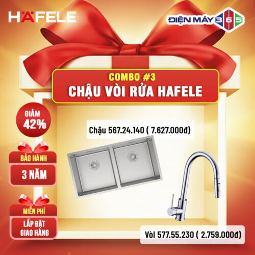 COMBO 3: Chậu rửa bát Hafele 567.24.140+ Vòi rửa  HT21-CH1P287 Hafele 577.55.230
