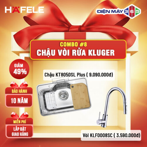 COMBO 8: Chậu rửa bát Kluger KT8050SL Plus + Vòi rửa bát Kluger KLF0008SC