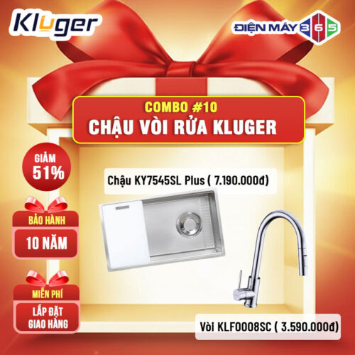 COMBO 10: Chậu rửa bát Kluger KY7545SL Plus + Vòi rửa bát Kluger KLF0008SC