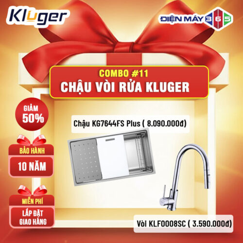 COMBO 11: Chậu rửa bát Kluger KG7644FS Plus + Vòi rửa bát Kluger KLF0008SC