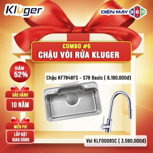 COMBO 6: Chậu rửa bát Kluger KF7848FS – S78 Basic + Vòi rửa bát Kluger KLF0008SC