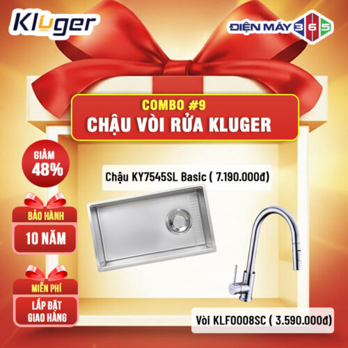 COMBO 9: Chậu rửa bát Kluger KY7545SL Basic + Vòi rửa bát Kluger KLF0008SC