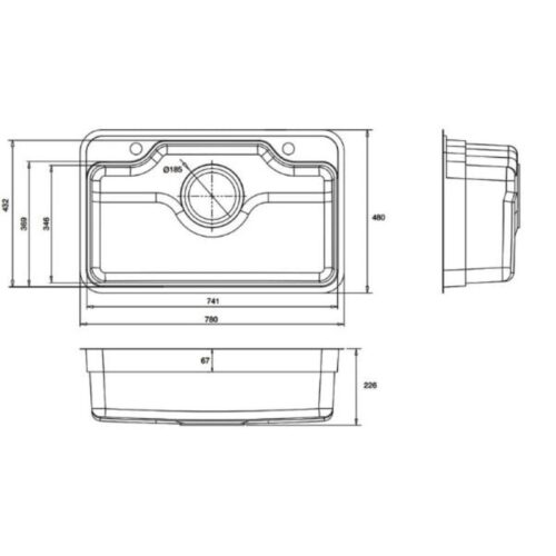 Kích thước chậu rửa bát Kluger KF7848FS – S78 Basic