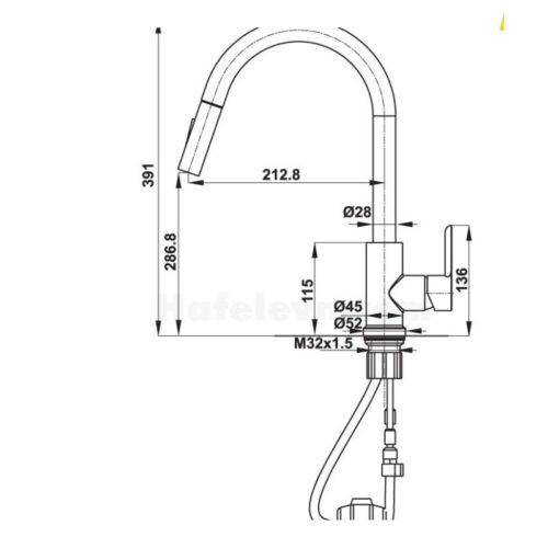 Kích thước vòi rửa HT21-CH1P287 Hafele 577.55.230
