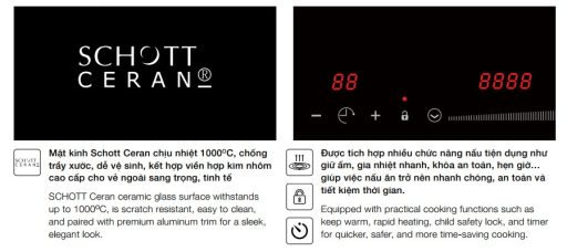 Bếp từ Hafele HC-I7365B 536.61.365 2 vùng nấu 11 An toàn tuyệt đối và độ bền cao