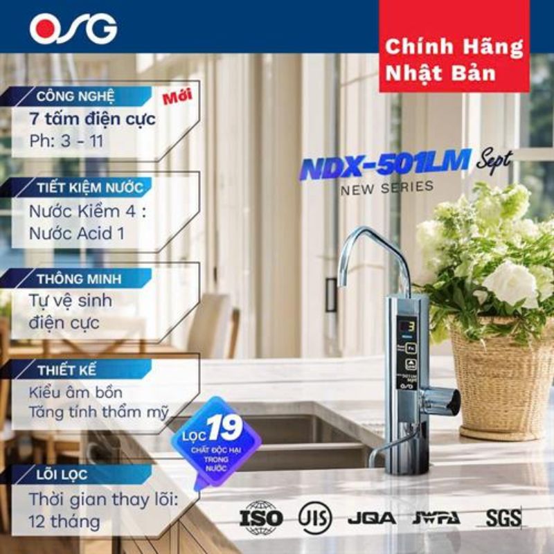 Máy lọc nước điện giải ion kiềm OSG NDX-501LM Sept 4 Máy lọc nước điện giải ion kiềm OSG NDX-501LM Sept - Ảnh 2