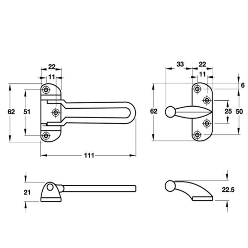 Chốt an toàn màu crom mờ Hafele 489.15.018 11 kich thuoc chot an toan mau crom mo hafele 489.15.018