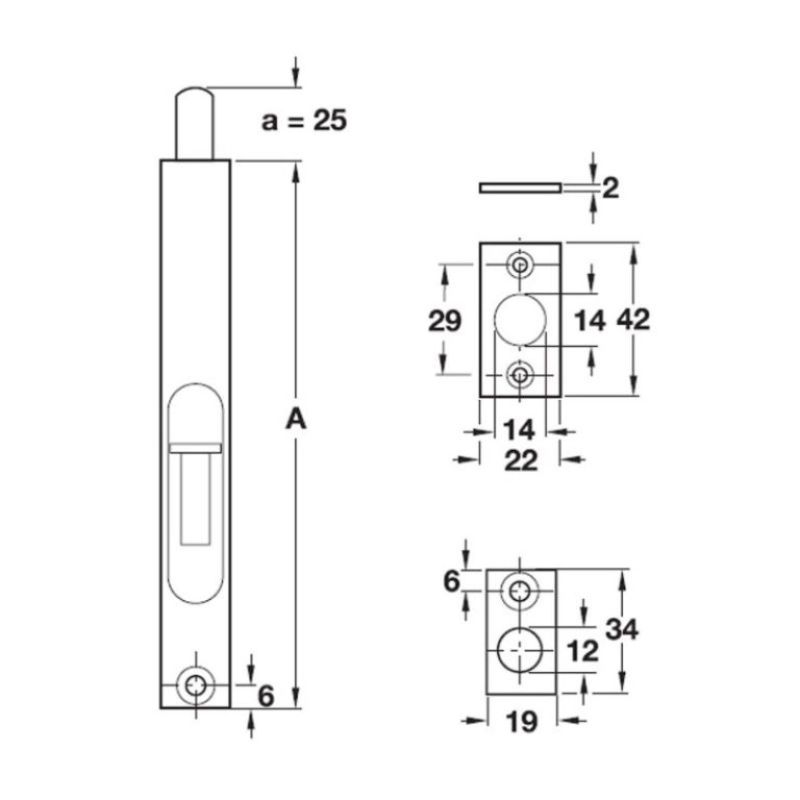 Chốt cửa âm 152mm Hafele 489.71.400 6 Chốt cửa âm 152mm Hafele 489.71.400 - Ảnh 4