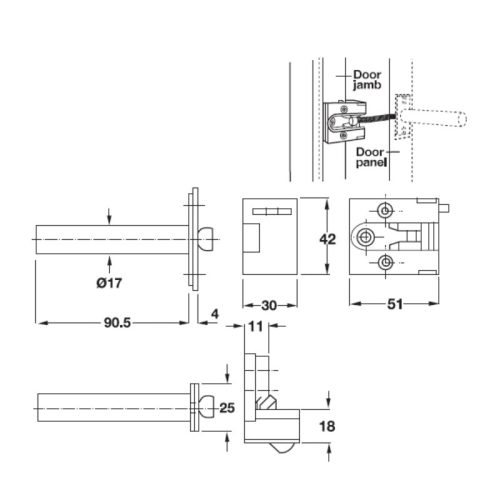 Chốt xích đồng Hafele 911.59.086 5 size chot xich dong hafele 911 59 086