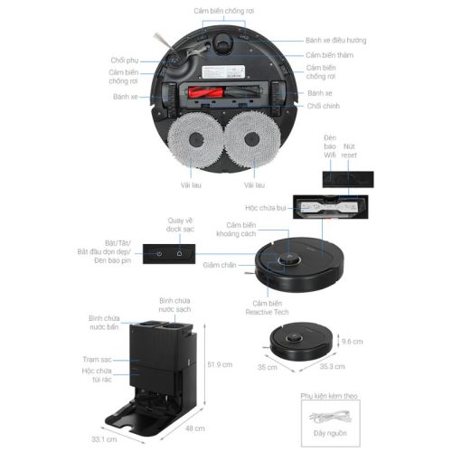 Robot hút bụi lau nhà Roborock Q Revo 5AE - Đen 9 size robot hut bui lau nha roborock q revo 5ae den