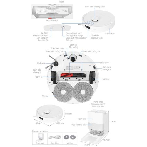 Robot hút bụi lau nhà Roborock Q Revo 5AE - Trắng 11 size robot hut bui lau nha roborock q revo 5ae trang