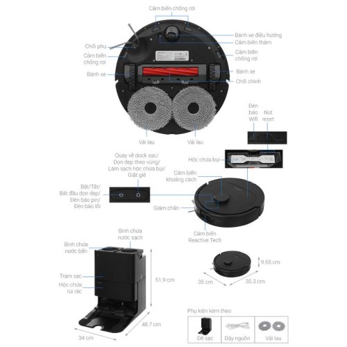 Robot hút bụi lau nhà Roborock QR 798 - Đen 9 size robot hut bui lau nha roborock qr 798 den