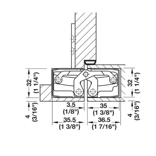 Cấu trúc bản lề âm TE 640 3D SSS Hafele 924.17.425