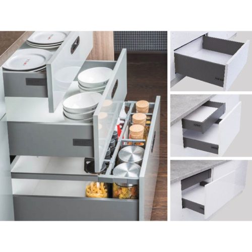 Ray Hộp Alto-S Giảm Chấn H80mm Hafele 552.55.318 8 Hình ảnh Ray Hộp Alto-S Giảm Chấn H80mm Hafele 552.55.318