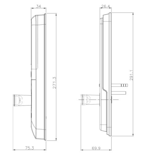 Kích thước khóa điện tử Hafele 912.21.048