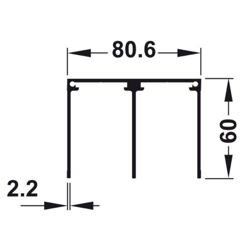Kích thước Aluflex 80 ray đôi trên màu bạc 3m Hafele 403.75.385