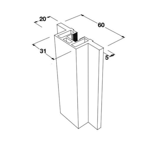 Kích thước Aluflex 80 thanh nhôm bên 52H Hafele 403.75.355
