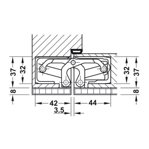 Kích thước Bản lề âm TE640 = KL, Inox mờ Hafele 924.17.504
