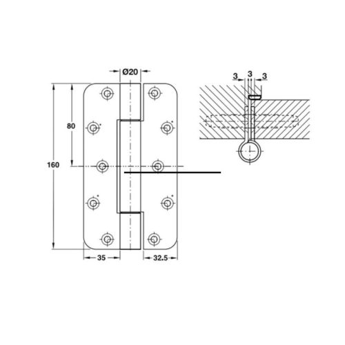 Kích thước Bản Lề Chịu Lực 260Kg Hafele 924.93.203