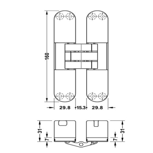 Bản lề cửa âm Hafele 927.91.634 7 Kích thước Bản lề cửa âm Hafele 927.91.634