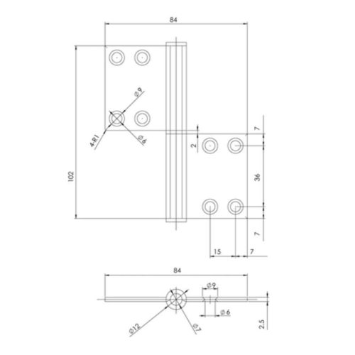 Kích thước Bản Lề Lá Chịu Lực 40Kg Hafele 926.60.900