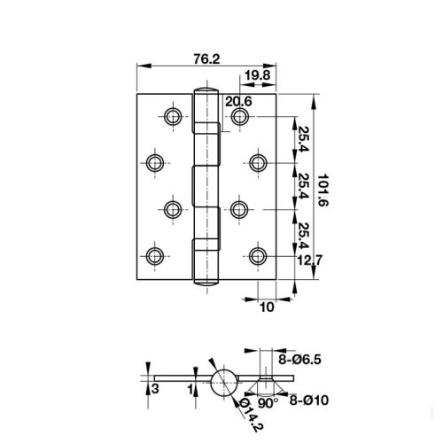 Kích thước Bản lề lá Hafele 926.20.111