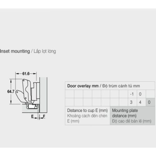 Bản lề lọt lòng Metalla SM 165º Hafele 315.28.752 7 Kích thước Bản lề lọt lòng Metalla SM 165º Hafele 315.28.752