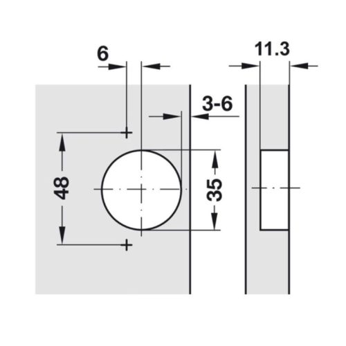 Kích thước Bản Lề Lọt Lòng Metalla SM Hafele 315.20.752