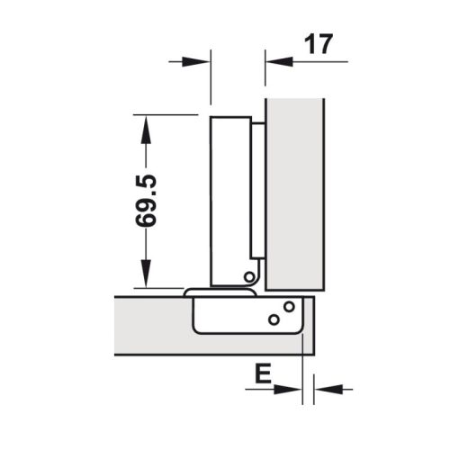 Kích thước Bản Lề Metalla SM 95° Trùm Ngoài Hafele 308.03.003
