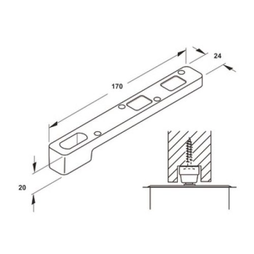Kích thước Bản lề sàn Inox mờ Hafele 932.77.090