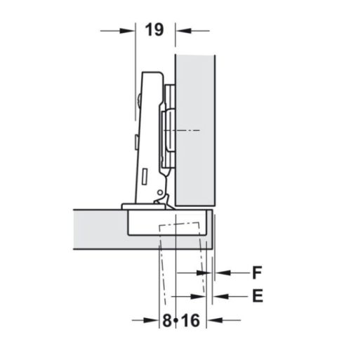 Kích thước Bản lề trùm ngoài Metalla A 95º Hafele 311.81.504