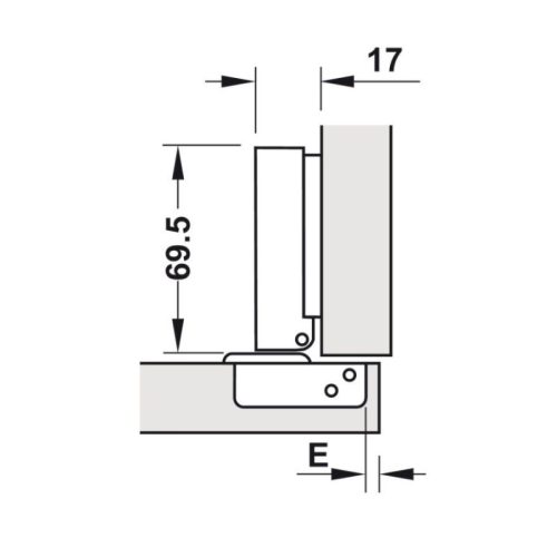Kích thước Bản Lề Trùm Ngoài Metalla SM 95º Hafele 315.08.850