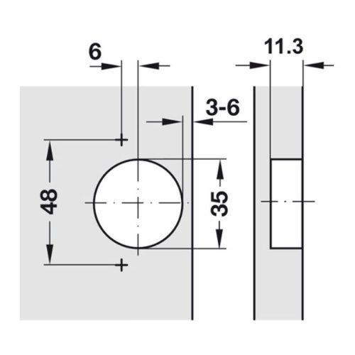 Kích thước Bản lề trùm ngoài Metalla SM Hafele 315.20.750