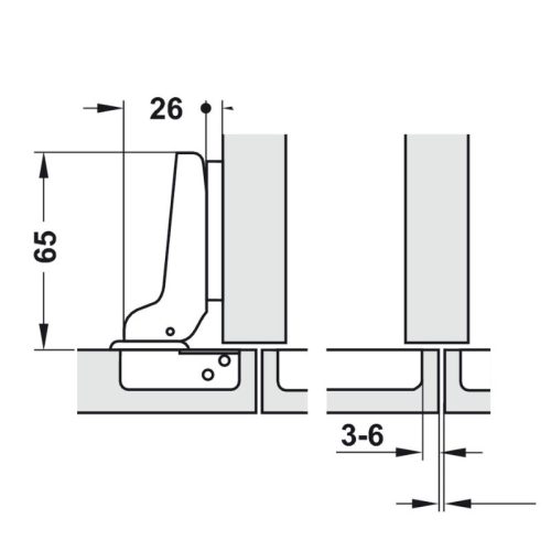 Bản Lề Trùm Nửa Metalla SM Giảm Chấn 110º Hafele 315.20.751 5 Kích thước Bản Lề Trùm Nửa Metalla SM Giảm Chấn 110º Hafele 315.20.751