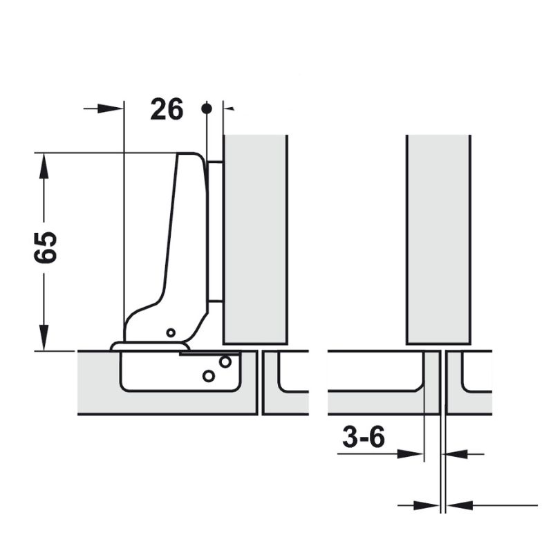 Bản Lề Trùm Nửa Metalla SM Giảm Chấn 110º Hafele 315.20.751 4 Kích thước Bản Lề Trùm Nửa Metalla SM Giảm Chấn 110º Hafele 315.20.751