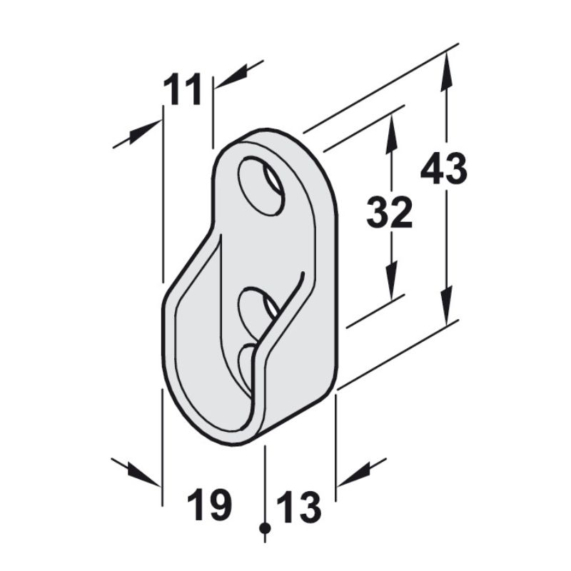Bas đỡ thanh nhôm móc áo Hafele 803.33.757 4 Kích thước bas đỡ thanh nhôm móc áo Hafele 803.33.757
