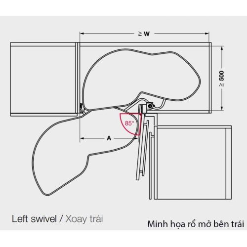 Kích thước kệ góc, mâm xoay Hafele 541.32.673