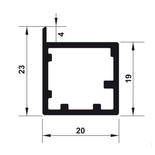 Kích thước Khung nhôm alusion S02 Hafele 563.58.333