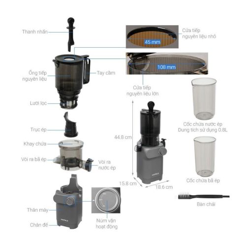 Kích thước Máy ép chậm Hafele 535.43.397