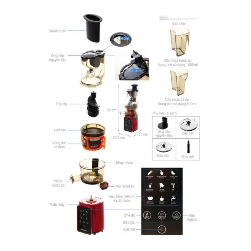 Kích thước Máy ép chậm Kangaroo KG200SJD1