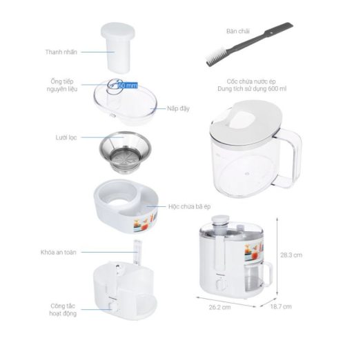 Máy ép trái cây Panasonic MJ-CS100WRA 9 Kích thước Máy ép trái cây Panasonic MJ-CS100WRA