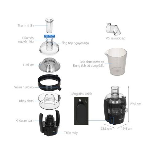 Kích thước Máy ép trái cây Philips HR1832/00