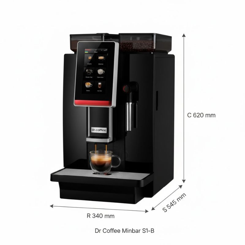 Máy pha cà phê Dr.Coffee Minibar S1-B 6 Kích thước Máy pha cà phê Dr.Coffee Minibar S1-B